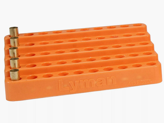 Blocco di caricamento in plastica Lyman a gradini diametro .445 per piccole pistole per 50 bossoli