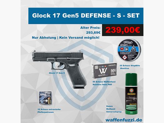 Glock 17 Gen5 Pistola a Salve Set di Difesa "S" Calibro 9mm PAK