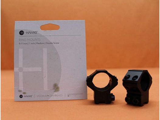 HAWKE HAWKE Anneaux de montage Match 1" moyen (21001) BH=13mm Aluminium noir mat pour rail prismatique de 9-11mm