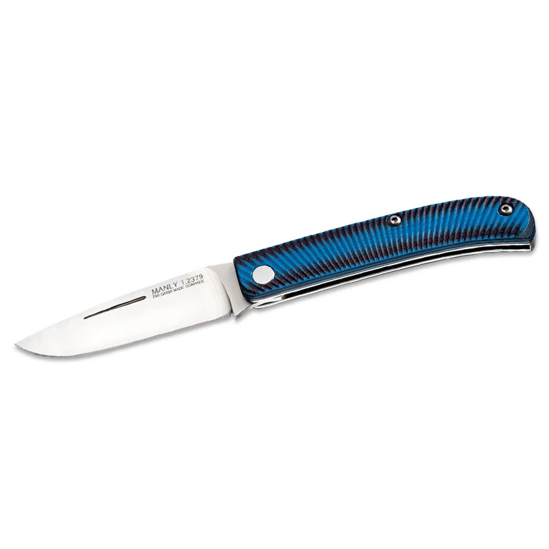 Cuchillo Manly Comrade D2 HRC 59/61, azul y negro