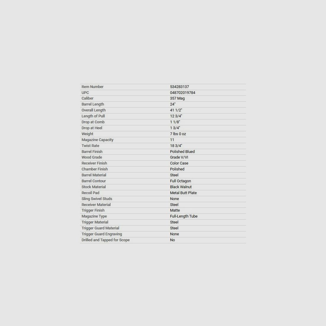 Winchester 1892 Deluxe Oktagon Takedown Pistolet z uchwytem 24" .357 Mag. (MIROKU FERTIGUNG)