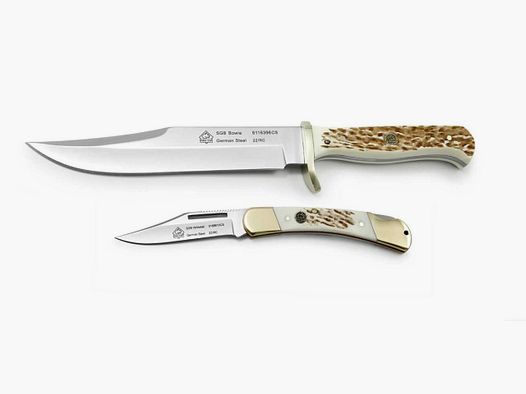 PUMA - Set di coltelli SGB Bowie / Whitetail, POM Commando Stag