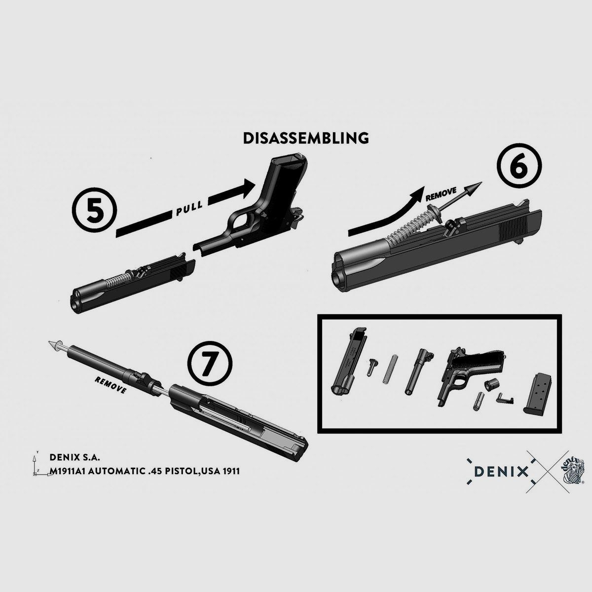 DENIX – REPLICA LIBERA VENDITA | .45 PISTOL M1911A1 USA 1911 WW II, immagine 12 di 14