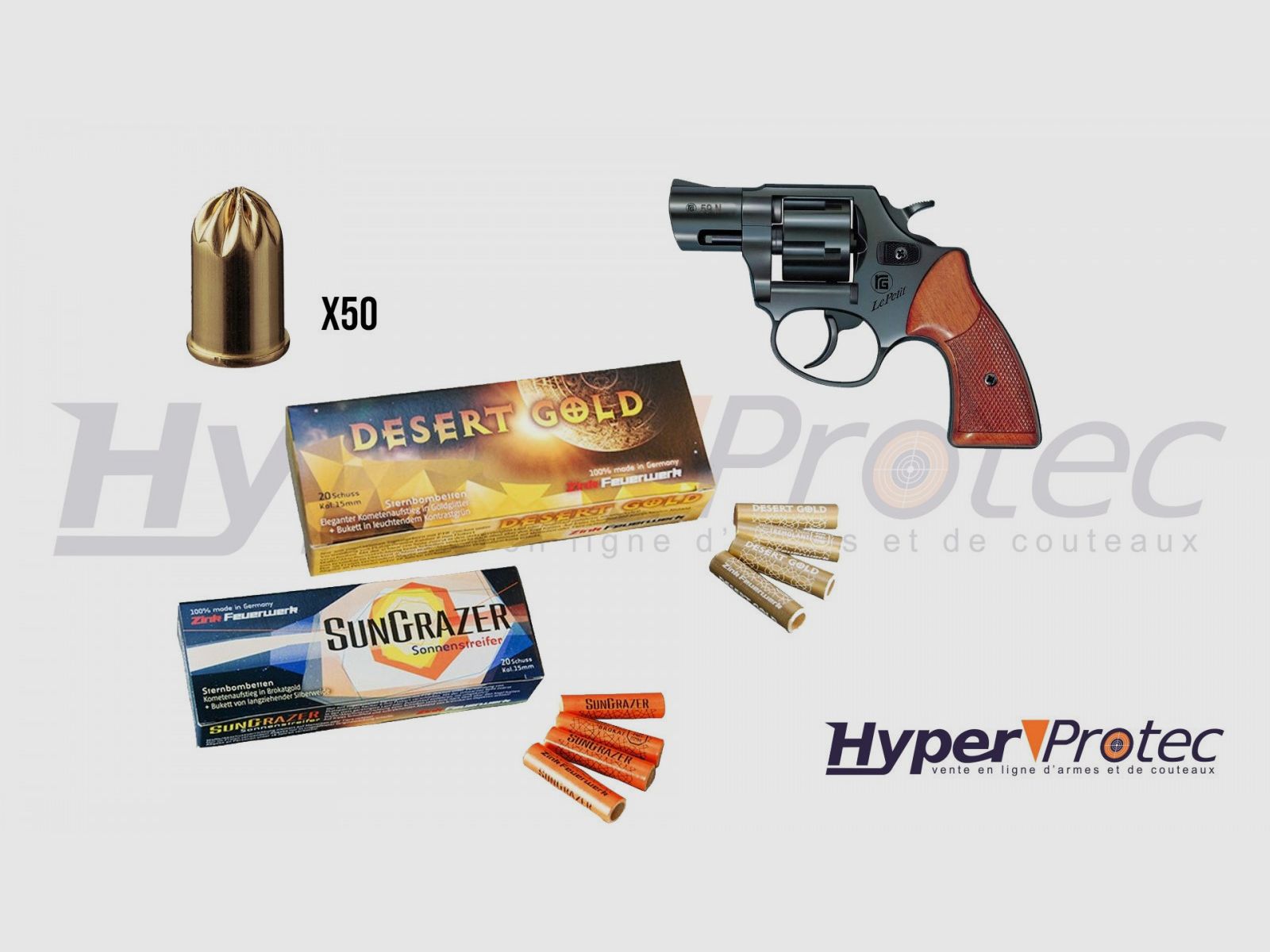 Pakket Blank Vuur Revolver Rohm RG59 - kal. 9mm met munitie en ontstekers, afbeelding 2 van 2