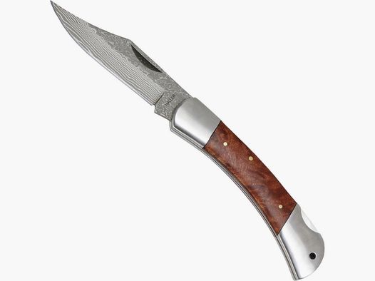 Damast Taschenmesser mit Wurzelholz