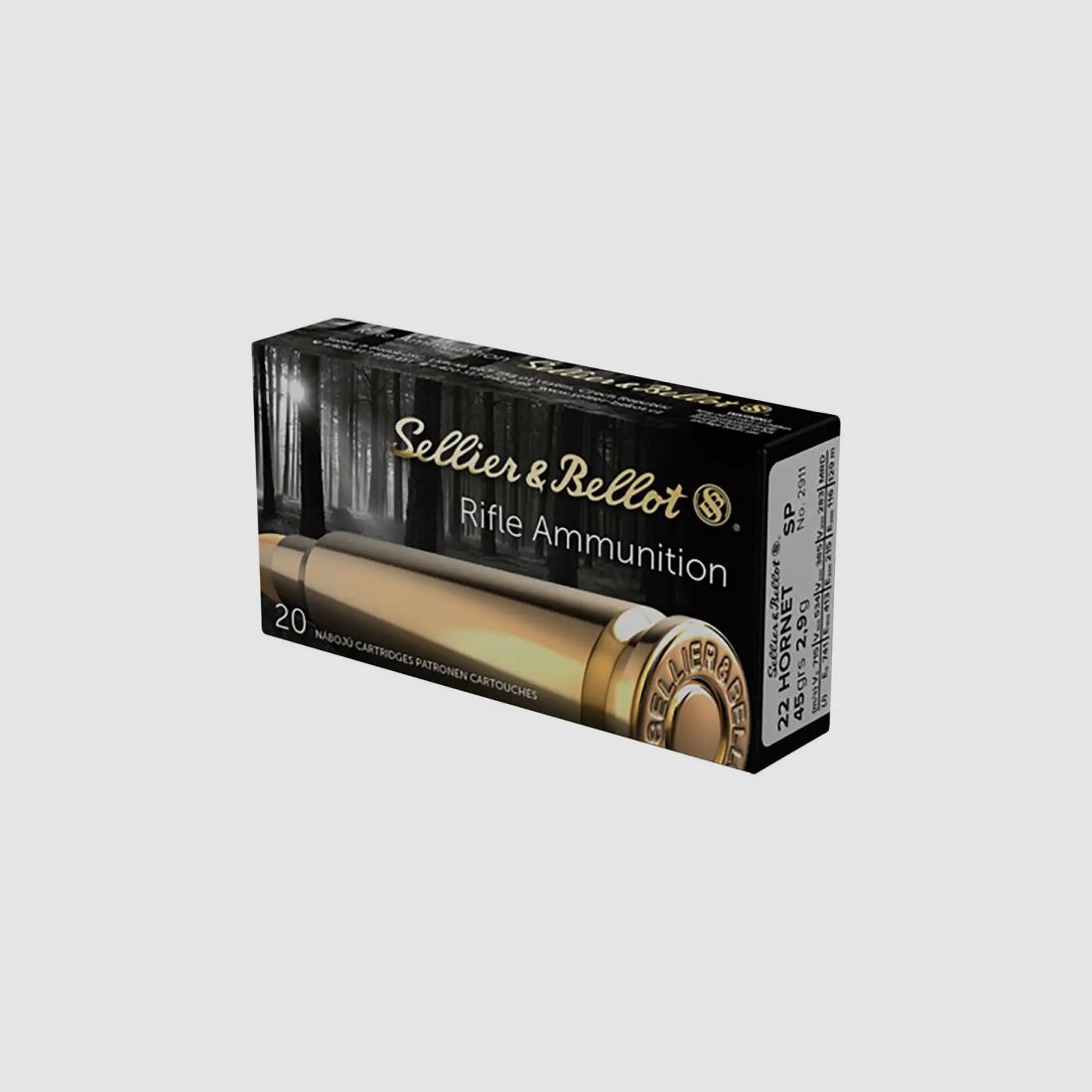 SELLIER & BELLOT .22 HORNET - 2,9 G / 45 GRS. - SP/TM - 20 SCHUSS