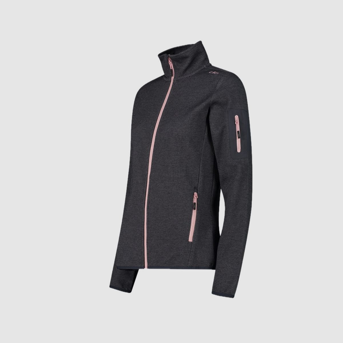 CMP Damen Jacke Knit-Tech-Fleece mit Inner Layer aus Mesh Nero Graffite