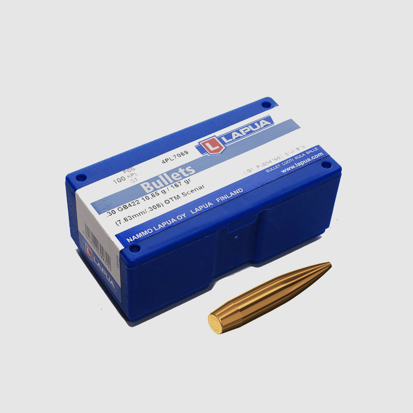 BULLE – LAPUA – .30 GB422 10.85g / 167gr (7.83mm/.308) OTM Scenar | (100PCS), image 1 of 2