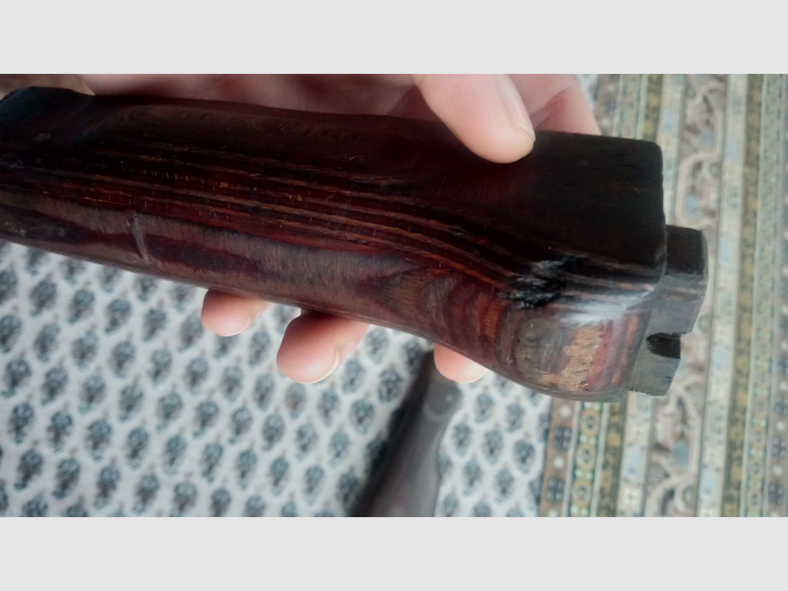 AK stock set wood laminate dark brown presumably Russian // stock and handguard // AKM & AK74 / can also be fitted into Cybergun GSG Co2 AK47