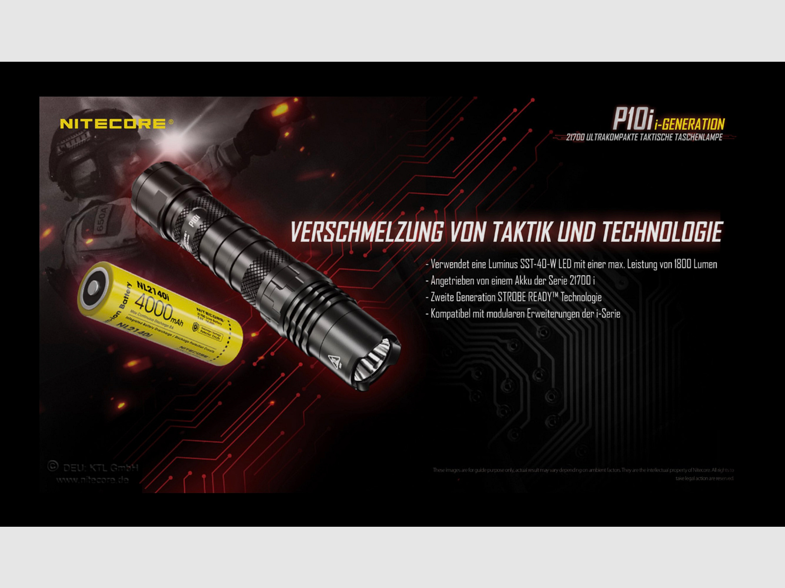 Nitecore P10i taktische LED Taschenlampe 1800 Lumen
