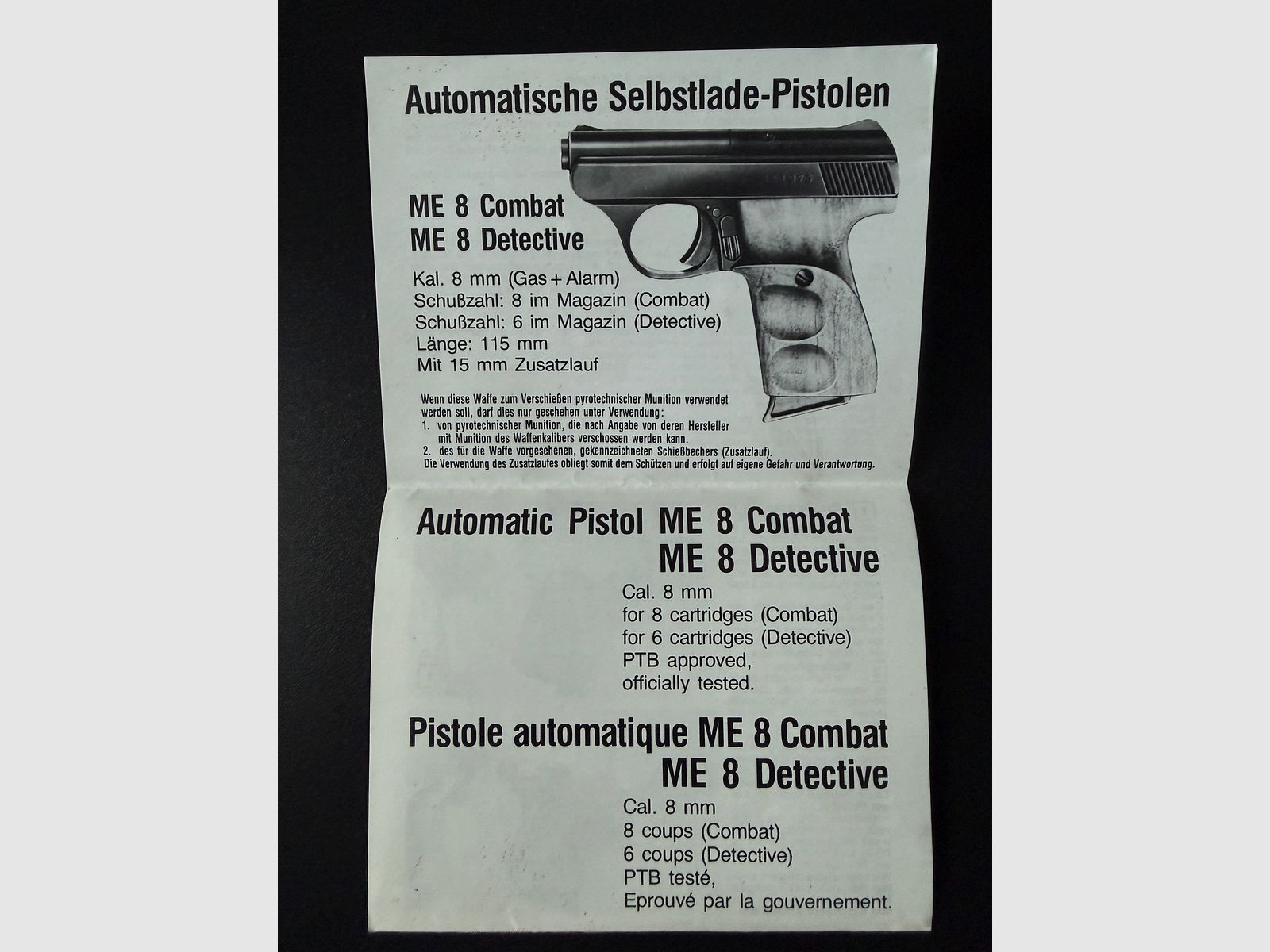 ME 8 Detective Cal. 8mm, Schreckschusspistole