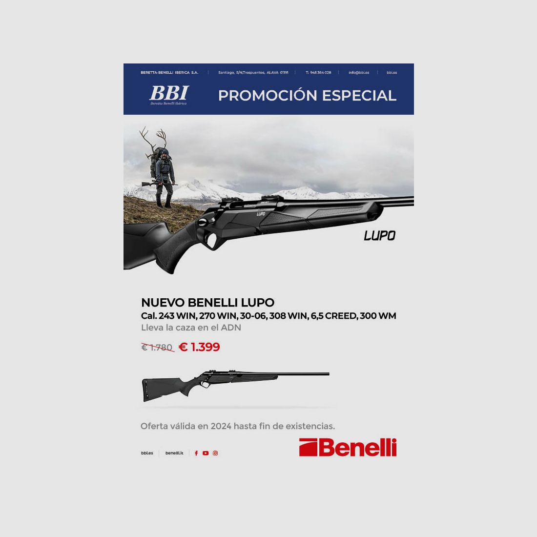 Fucile da Caccia a Otturatore BENELLI LUPO .308 Win 51 cm, immagine 16 di 16