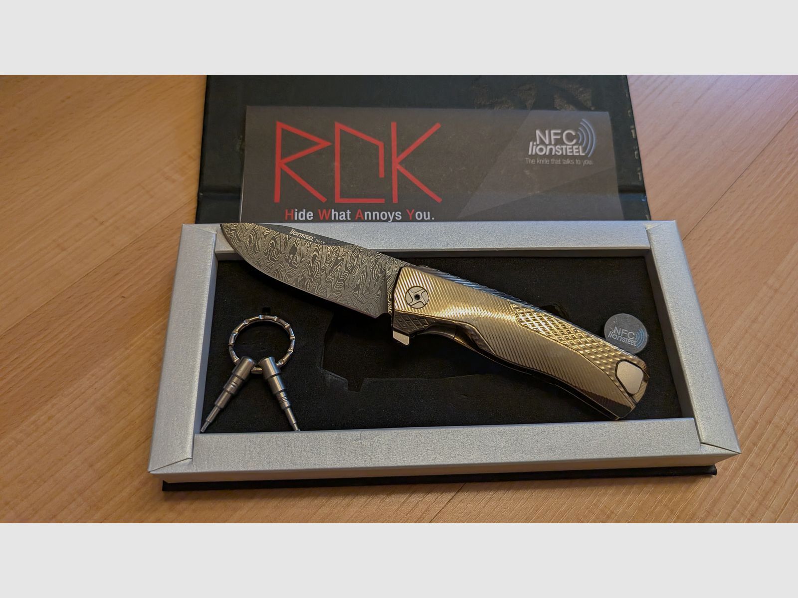 Lionsteel ROK Damast Titanium Gold NOWY