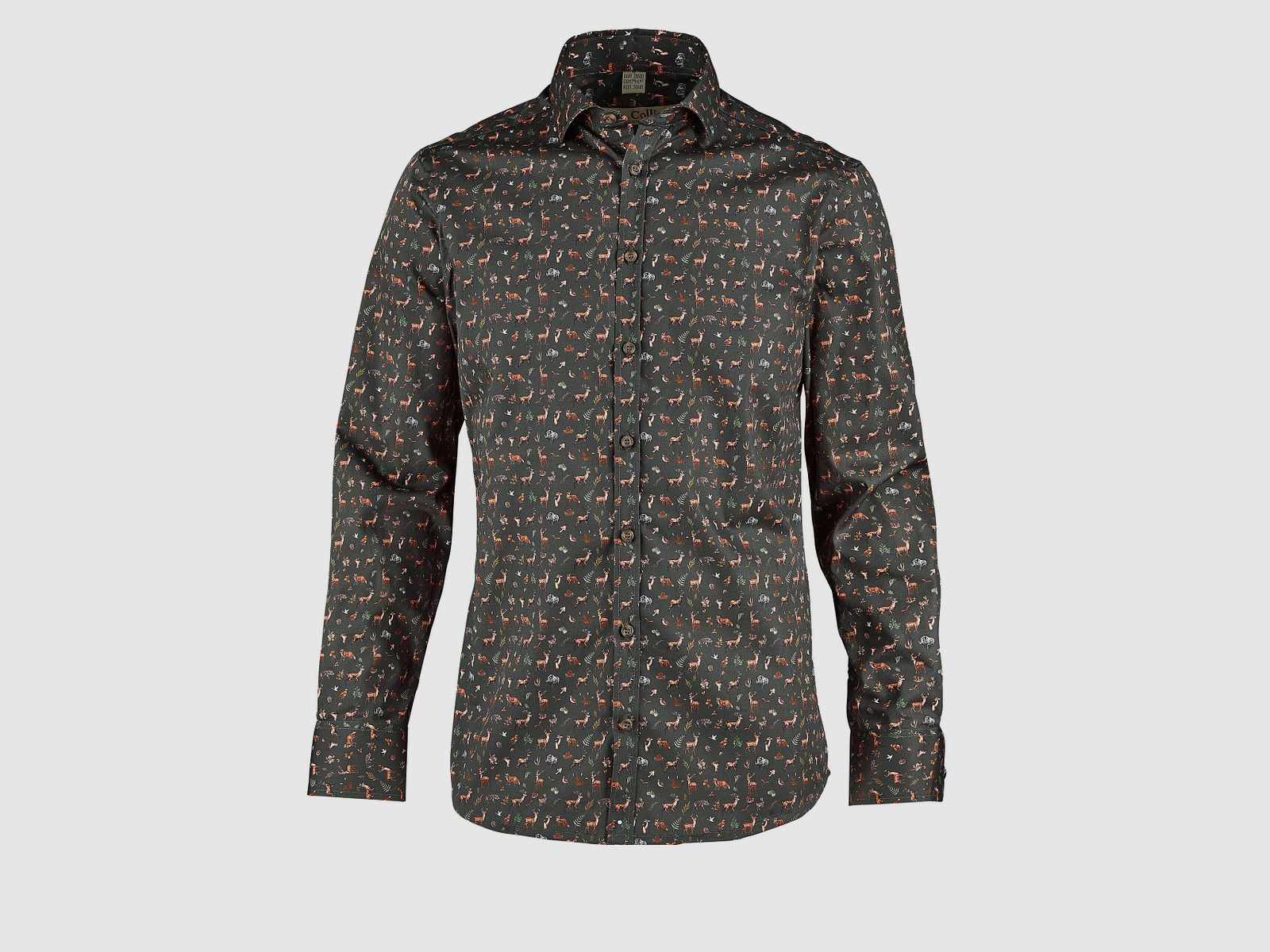 Tom Collins Camicia da Caccia a Maniche Lunghe Stampa Allover, Slim Fit