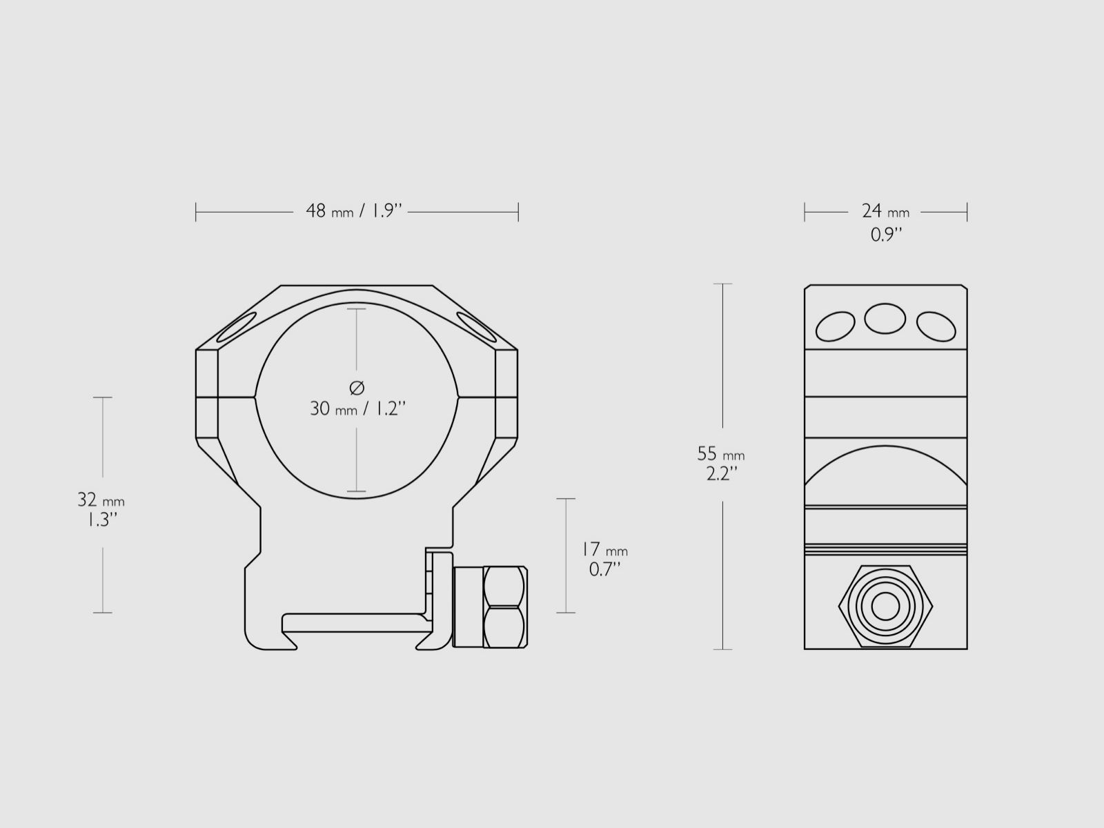 Hawke 24117 Tactical Ring Mount 30 mm Weaver High