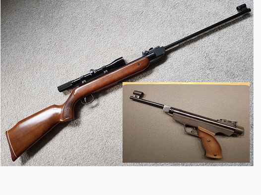 Diana Mod.5 pistolet pneumatyczny i Diana Mod.35 karabin pneumatyczny z lunetą 4,5mm "F