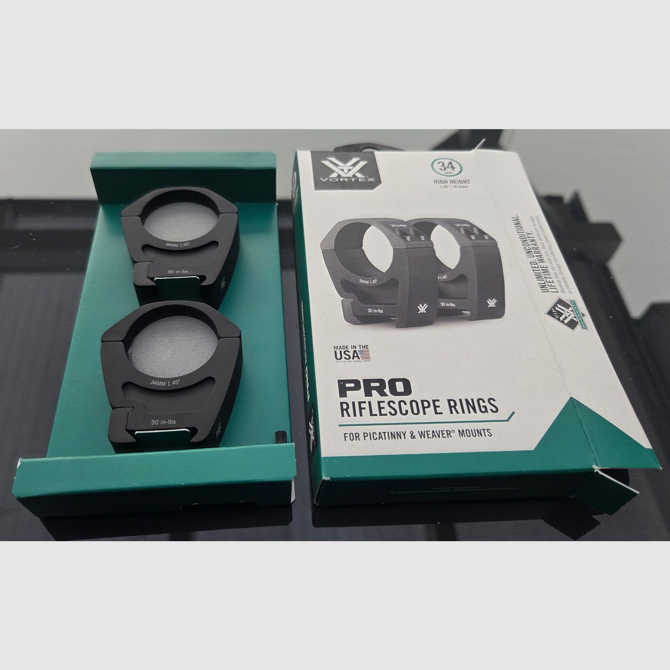 Montaje de visor 34 mm Vortex Pro Series anillas medianas Picatinny Weaver