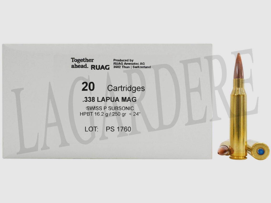 RUAG HPBT 250 GRS SUBSONIC SWISS P (Patrone mit Geschoss)