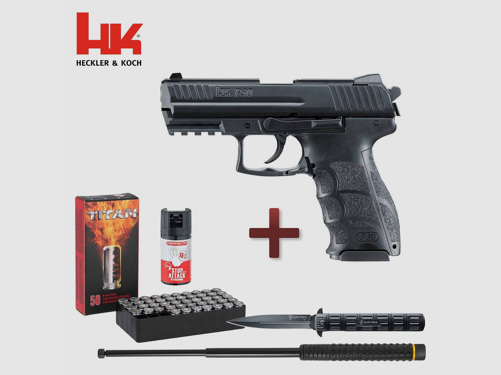 Defense Kit Heckler & Koch P30 Schreckschuss Pistole Schwarz 9 mm P.A.K. (P18)