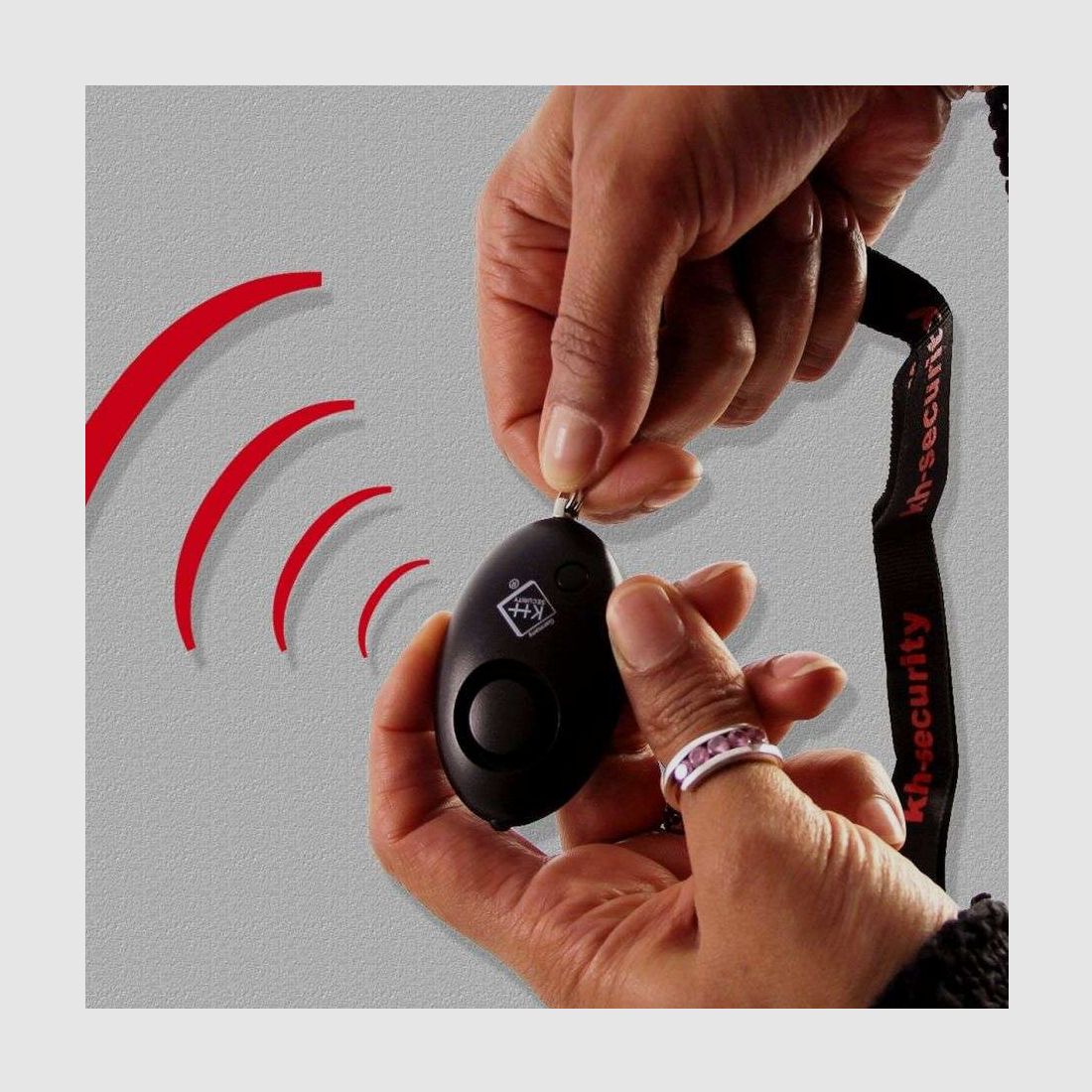 KH-Security – Persönlicher Alarm-Schlüsselanhänger -100 dB mit Karabiner, Bild 4 von 11