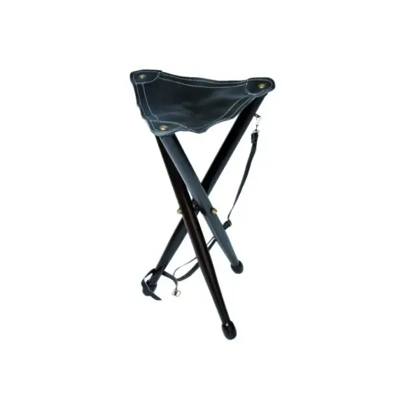 Trépied Januel en Bois 65 cm avec Bretelle et Assise en Cuir