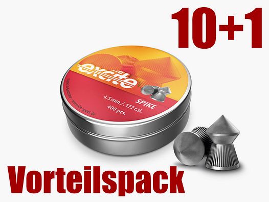 Vorteilspack 10+1 Spitzkopf Diabolos H&N Exite Spike Kaliber 4,5 mm 0,56 g geriffelt 11 x 400 StĂĽck