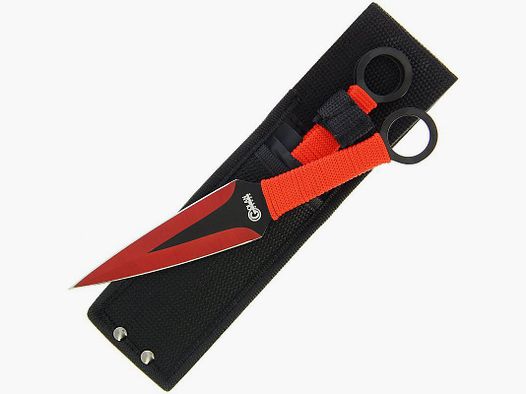 Set de couteaux de lancer Kunai 3 pièces rouge