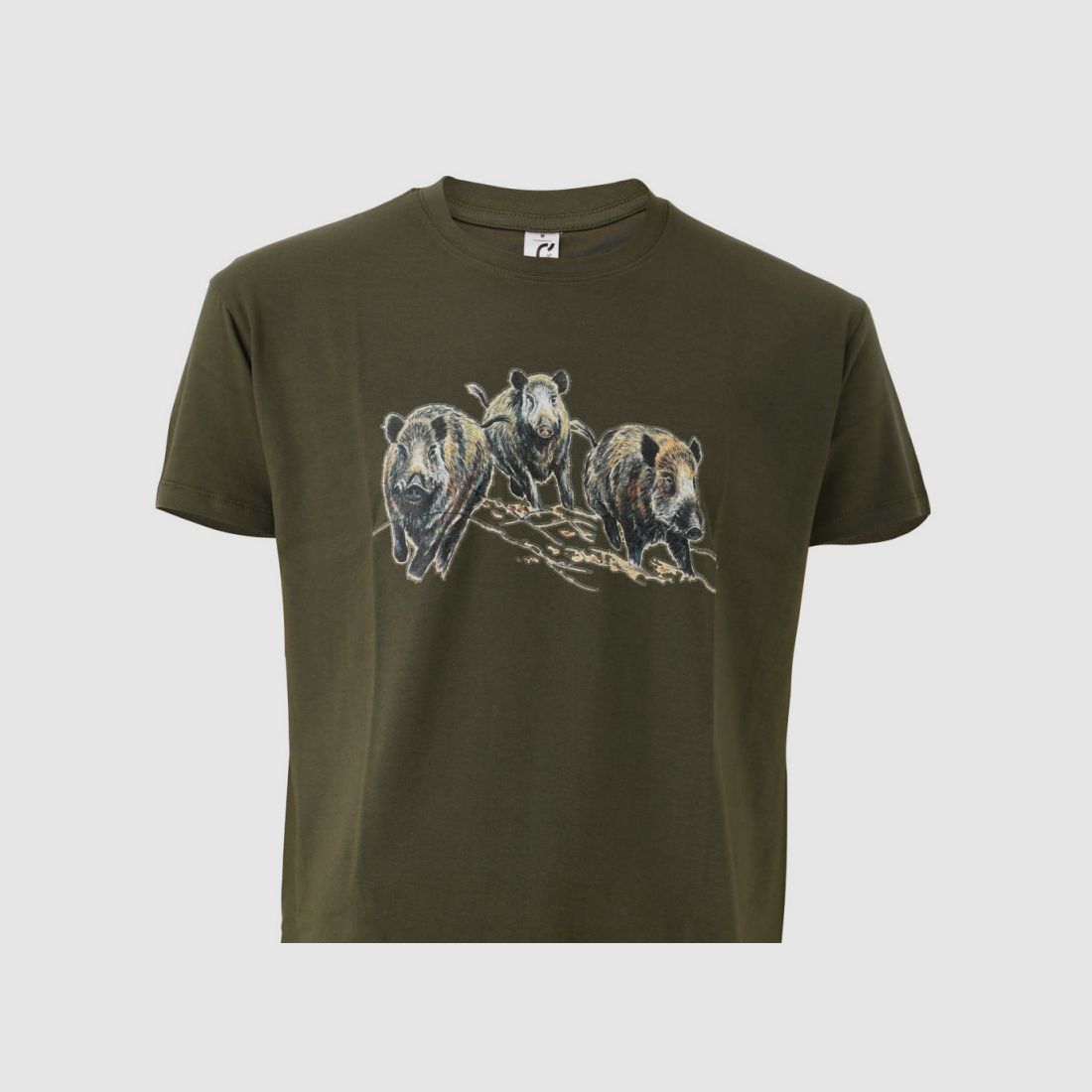 T-Shirt Jagd Bartavel® khaki - Wildschweine 100% Baumwolle, Bild 5 von 7