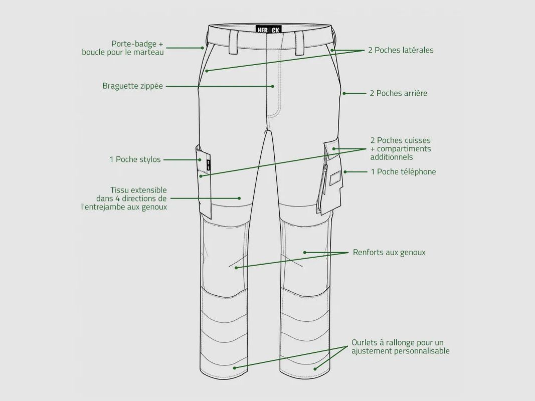 Heren Werkbroek Hector Herock® - Oranje - Multi-pocket professioneel, afbeelding 3 van 10