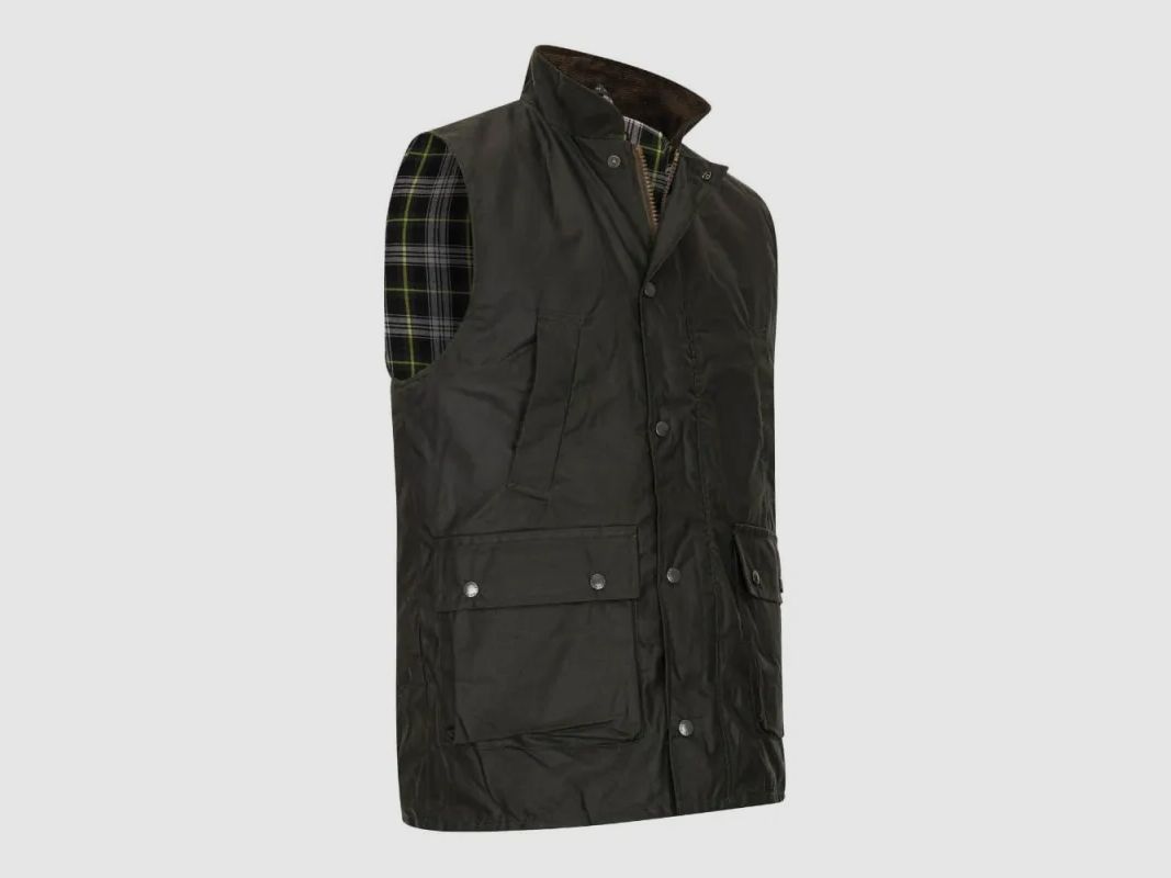 Walker & Hawkes Herren Gilet grün aus gewachstem Baumwollstoff, Bild 11 von 16