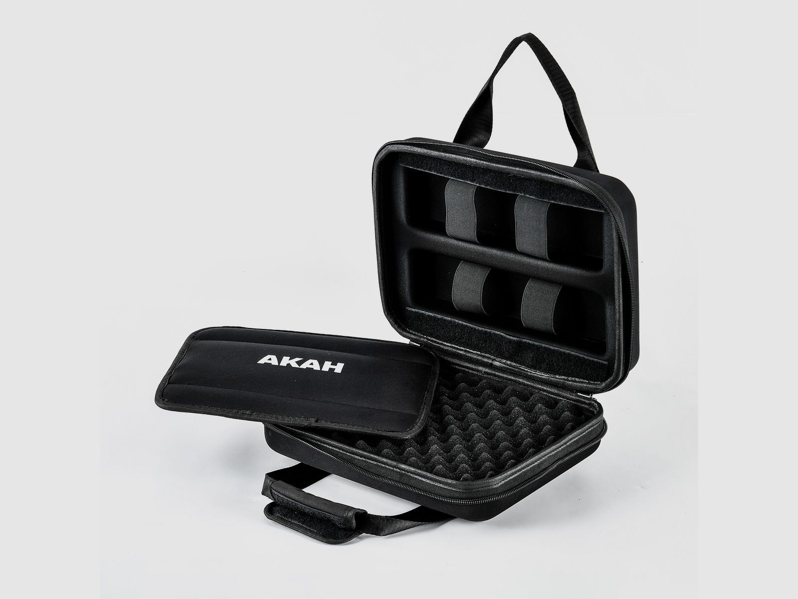 AKAH Hardcase Kurzwaffenkoffer – Nylon/Noppenschaum, abschließbar – 30,5×22,5×10,5 cm – Schwarz