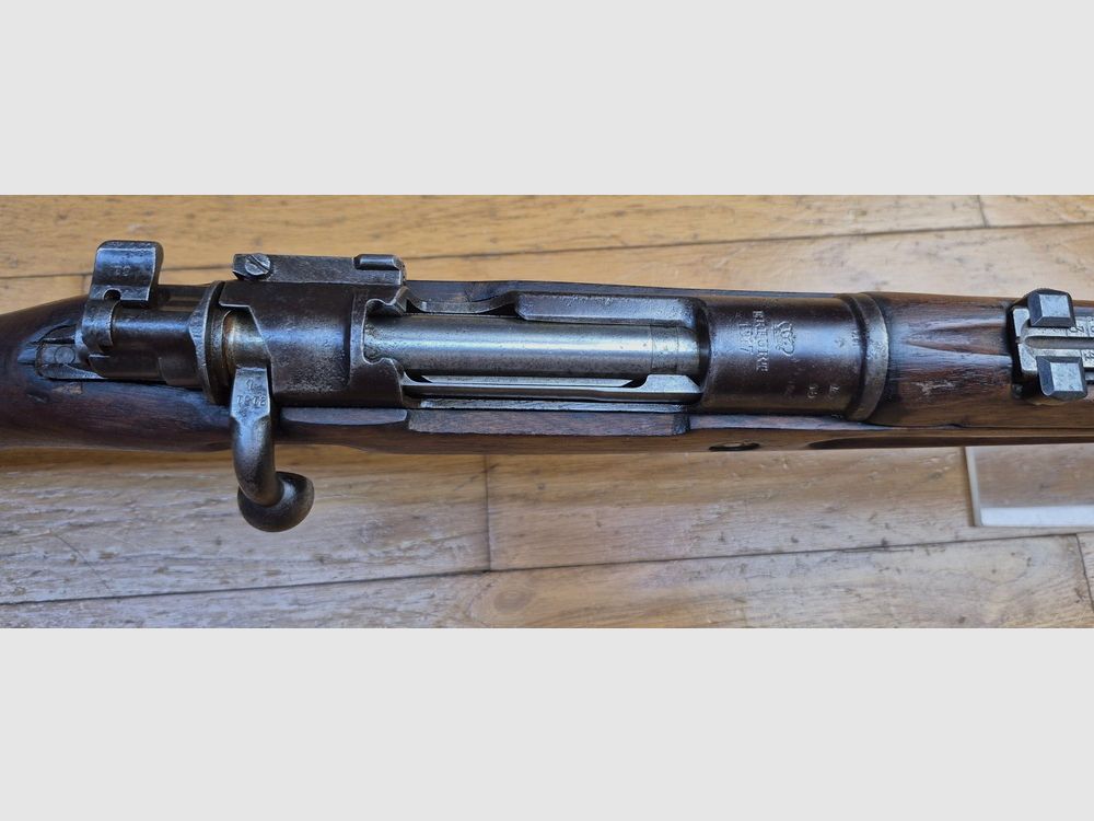 Piękna karabina Kar 98 « AZ » – Broń kawalerii i oddziałów szturmowych w 14-18 – Oryginalny kaliber 7,92×57 IS – Produkcja Erfurt 1917 – Bardzo ładne drewno – Dobre metalowe elementy – Piękny luf – BE+/TBE, zdjęcie 1 z 38
