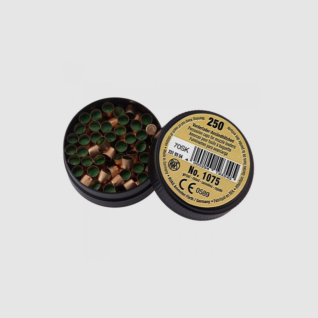 RWS 1075 percussion caps 250 pieces