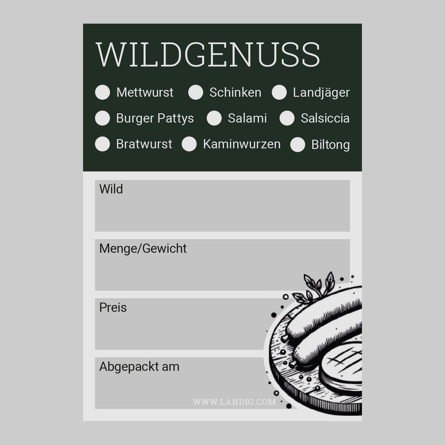 Landig Jagd-Etiketten für Vakuumbeutel, Bild 6 von 9