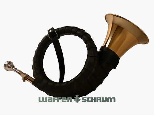 Kühnl&Hoyer Fürst-Plesshorn B Mod. 1344 Envoltura de cuero genuino, laca dorada en latón dorado, anillo de plata níquel, mensura ancha, deslizamiento de afinación de plata níquel y boquilla de trompeta, correa de cuero