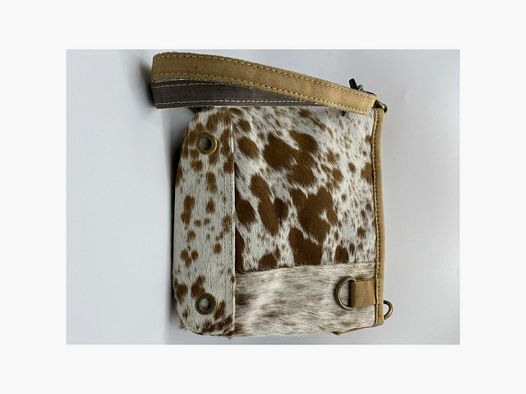 Borsa Lovergreen in vera pelle di mucca marrone-bianco