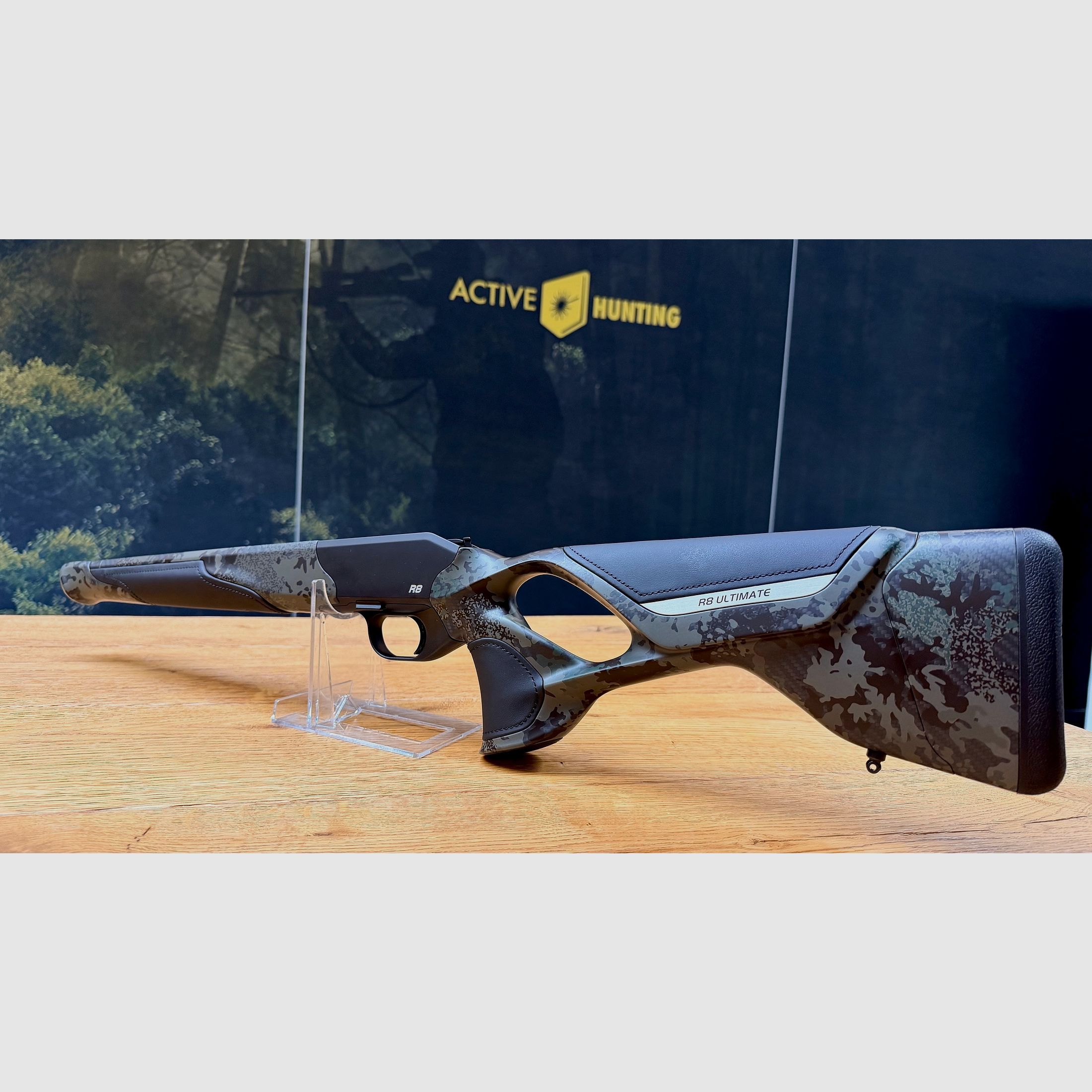 Blaser R8 Ultimate Carbon Huntec Camo carcasa / Atzl Match-caza disparador / Logo plata / Peso semi