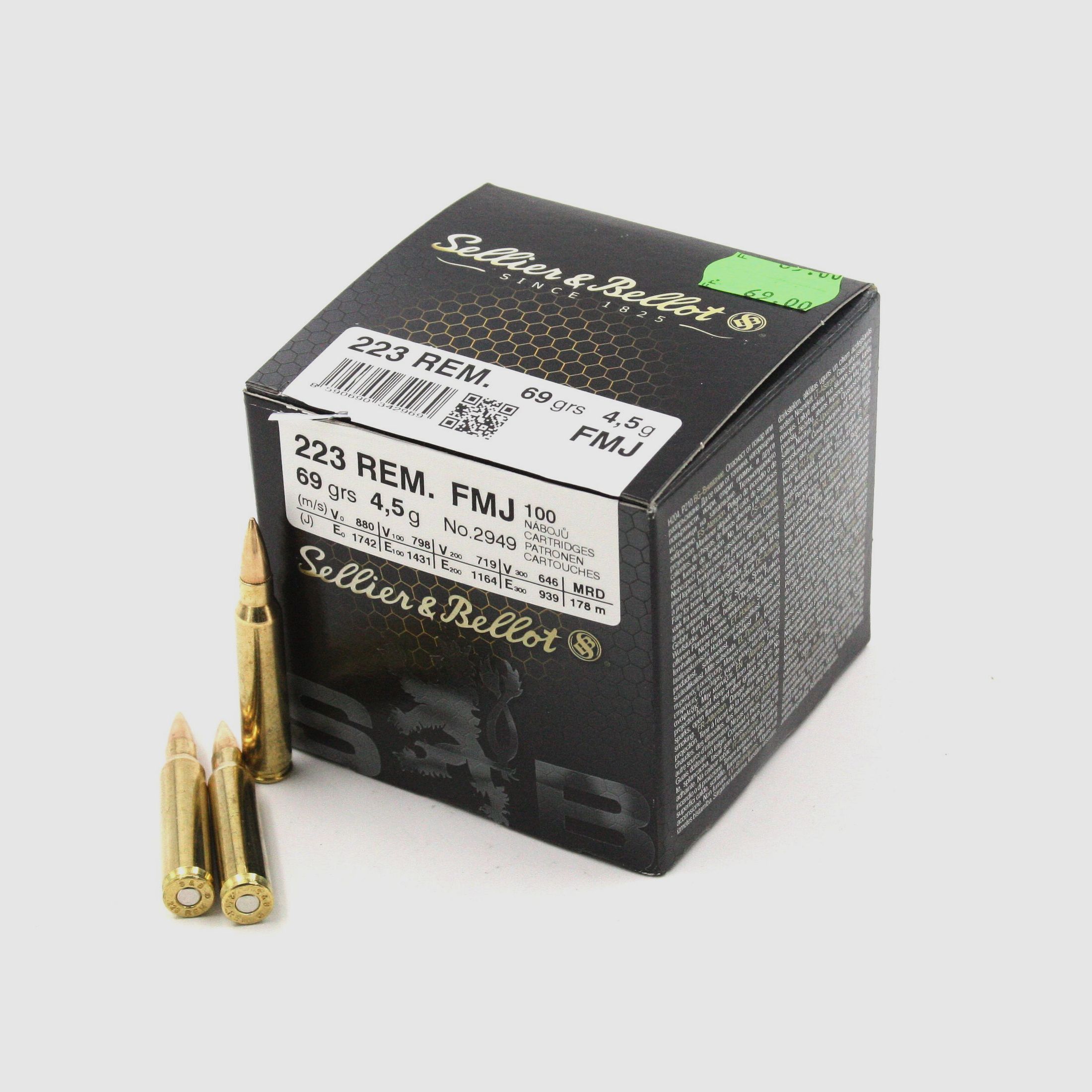 S + B, 223 Rem, FMJ, 69 gr., 100 pz.