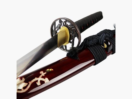 Wakizashi acciaio 1095 lama Niku lavorazione elaborata in Saya