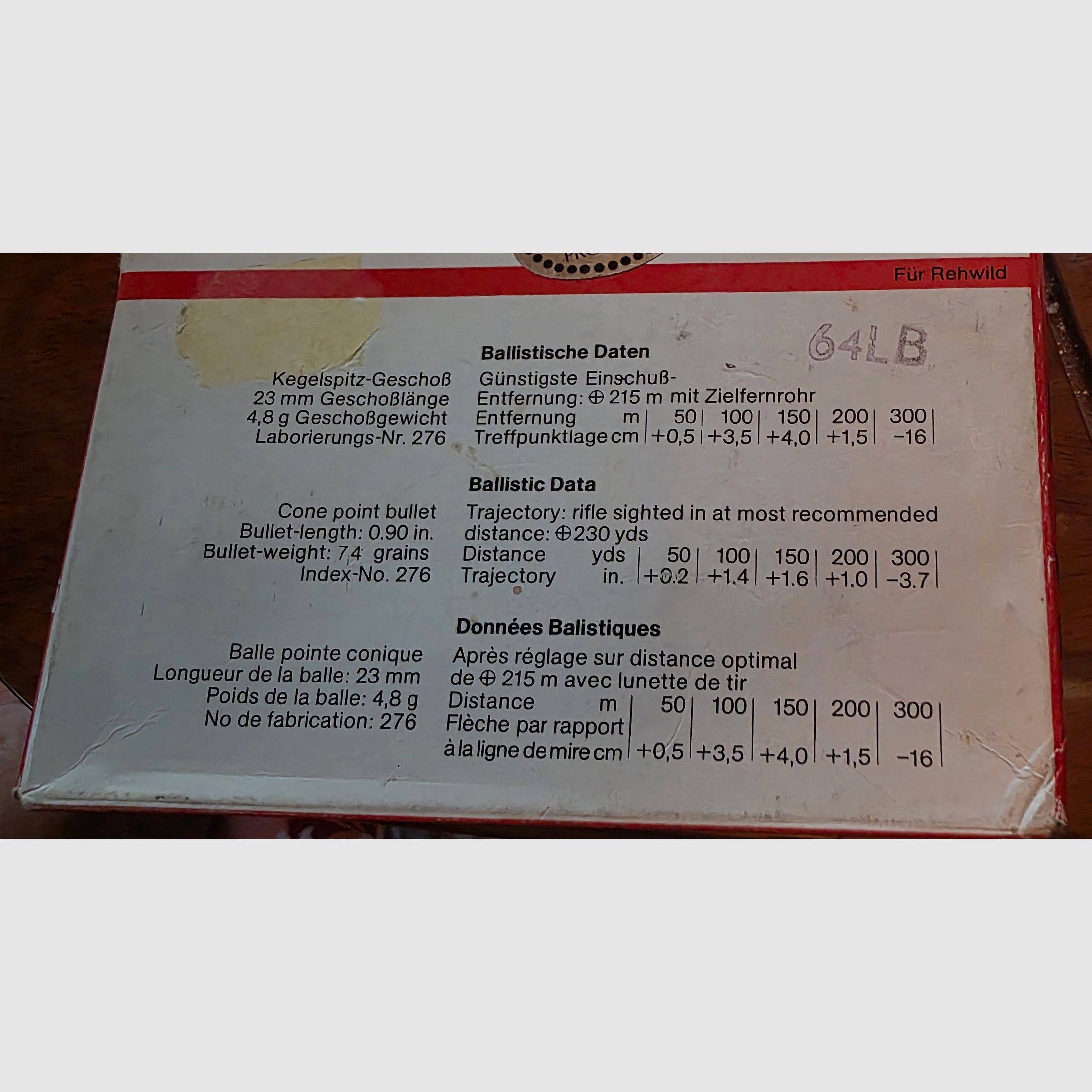 Rws Kegelspitz-Geschoß 4,8 g, 5,6x57