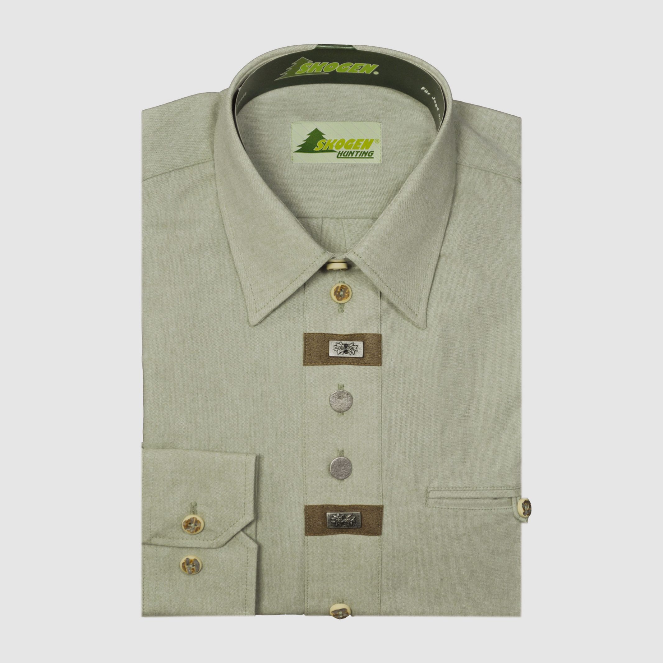 Hemd Chambray 1/1-Arm - mit Beinknopf / Zierteil
