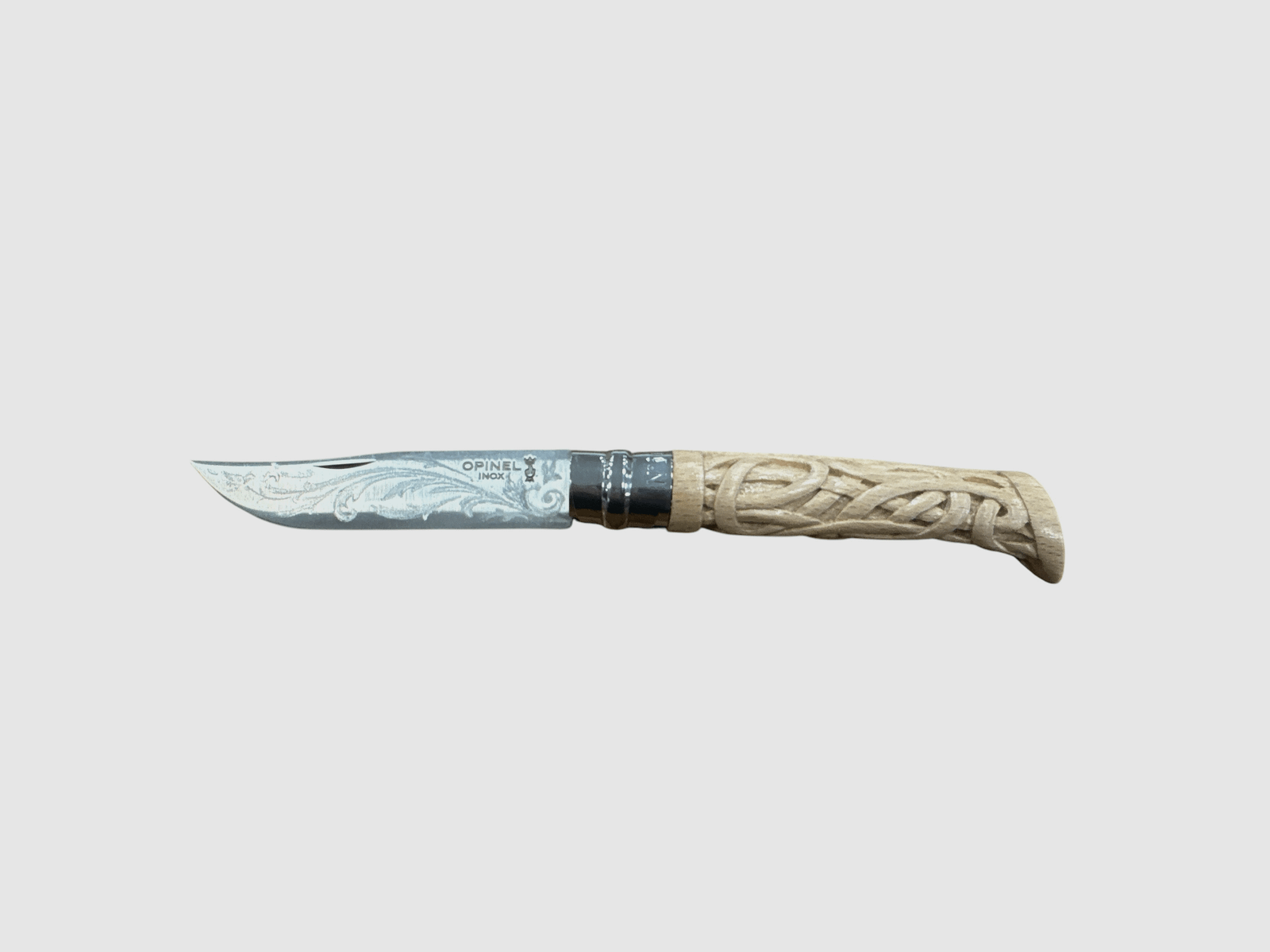 COLTELLO – OPINEL – N.10 INOX REALIZZATO A MANO | INTRECCIO + INCISIONE, immagine 1 di 3