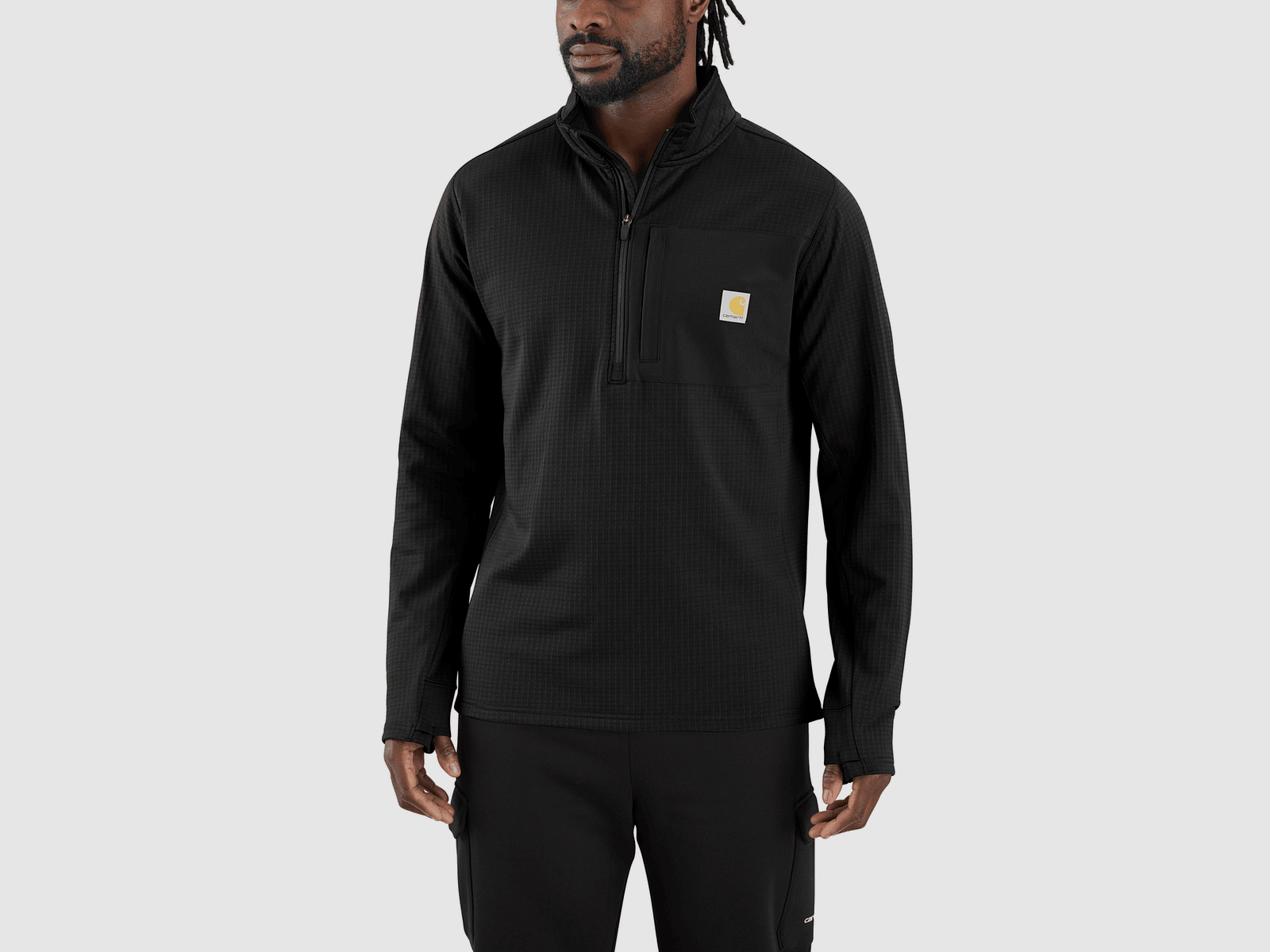 Carhartt Carhartt Force Relaxed Fit Mock Neck Half-Zip T-Shirt Men Black 2XL