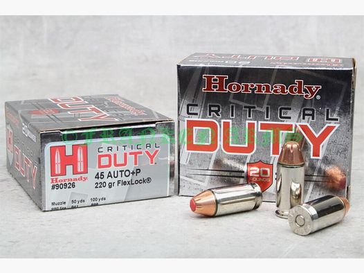 Hornady .45 ACP +P Critical Duty 220gr. 20 pièces Prix dégressifs