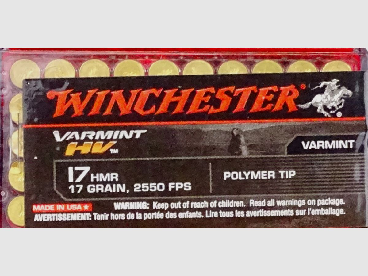 Winchester .17HMR Varmint HV PolymerTip 17grs - 50 shots