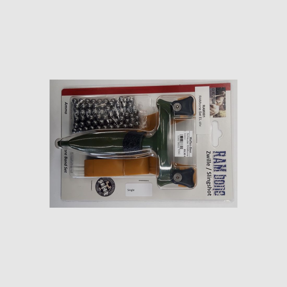 ESC RAMbone Schleuder olive inkl. Ersatzband + Kugeln Sportzubehör