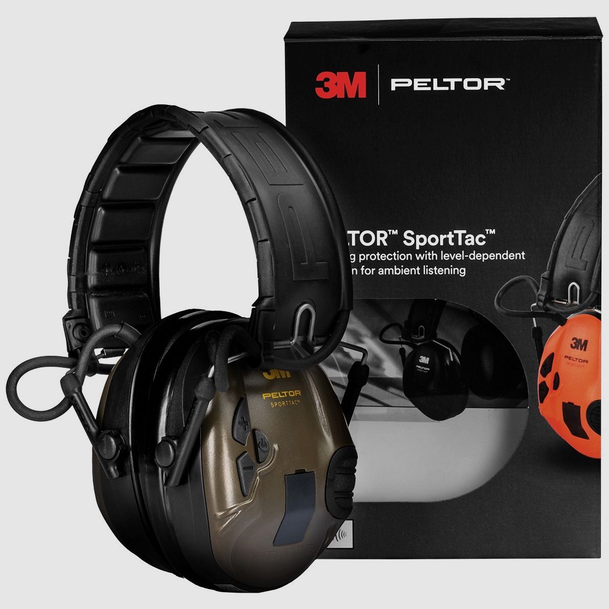 3M Peltor SportTac protección auditiva activa con diadema plegable, verde/naranja *NUEVO*