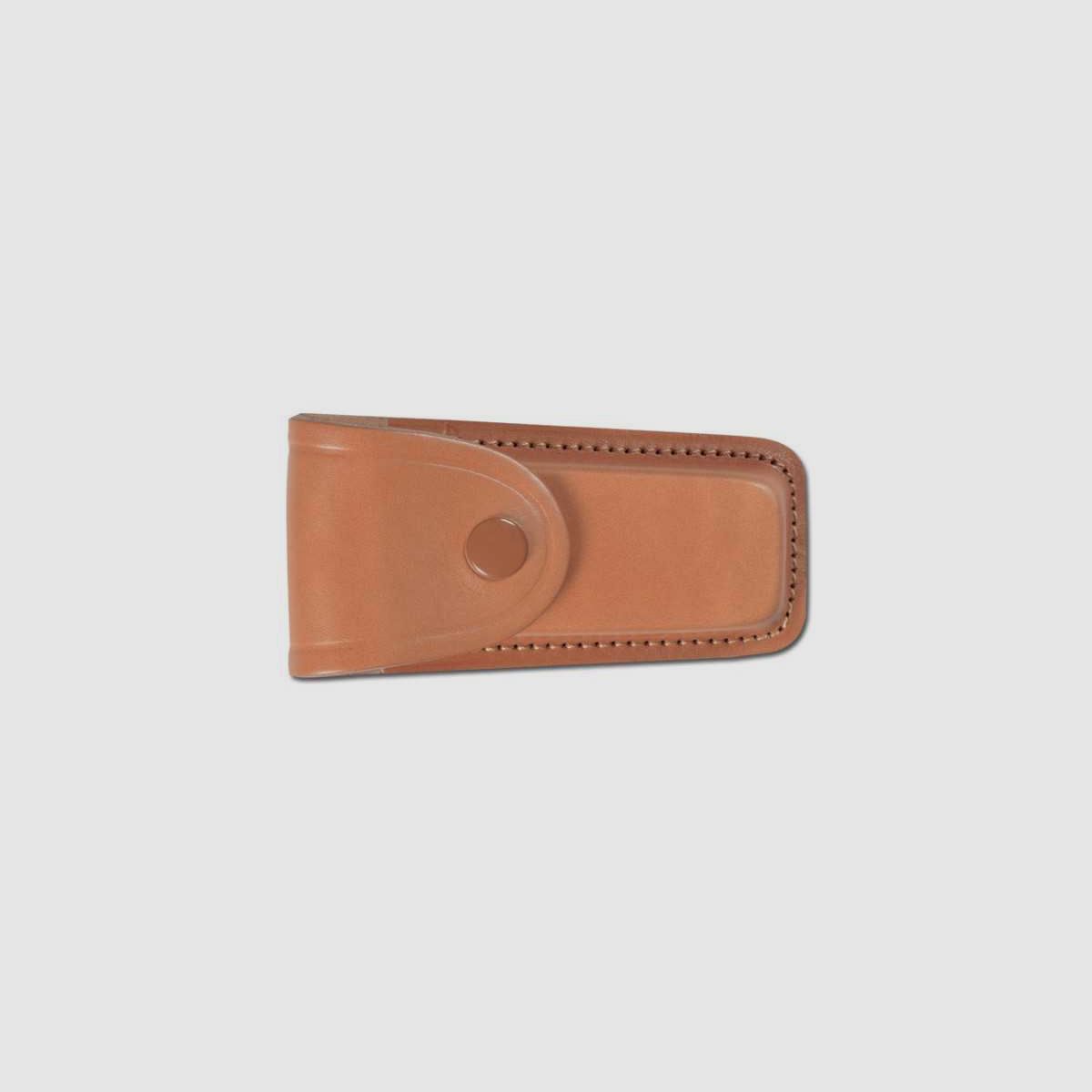 Tasche, Etui, Transporthülle Etui aus geformtem, doppelt genähtem hellbraunem Leder Pielcu