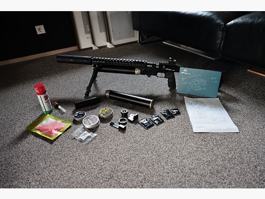 Compleet pakket: AEA HP MAX MK2 + Tanks, Bipod, Geluidsdemper & Munitie (alles ongebruikt)