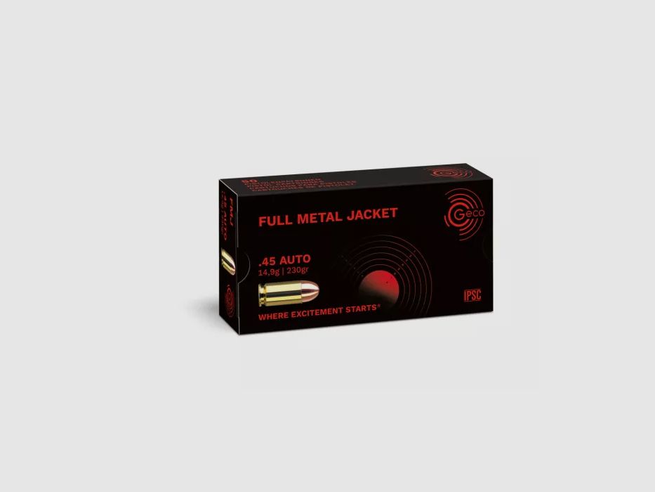 50 cartucce FMJ cal. .45 ACP 230 gr GECO